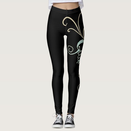 Kleurenbeschermlaag zwart met vormig ontwerp leggings (Voorkant)