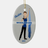 Kleurenbeschermster Bruin Haarhaar Braid in blauw Keramisch Ornament (Rechts)