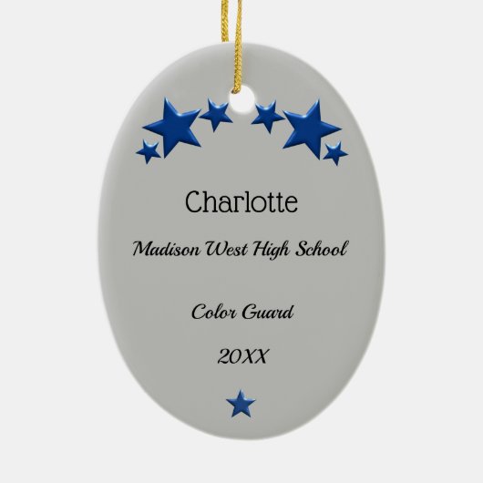 Kleurenbeschermster in blauw en zwart keramisch ornament (Achterkant)