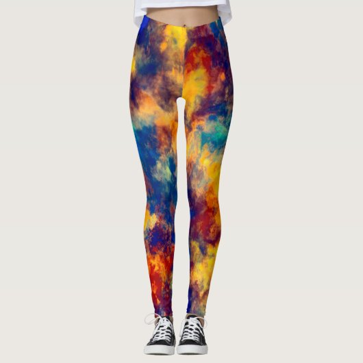 Kleurenblad Blauw rood Geel Blauwgroen Multi-Color Leggings (Voorkant)