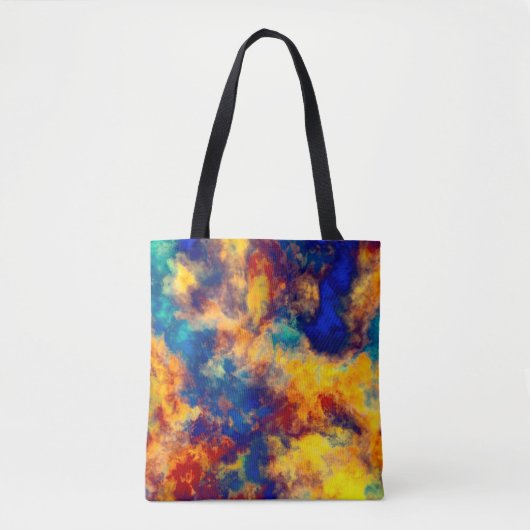 Kleurenblad Blauw rood Geel Blauwgroen Multi-Color Tote Bag (Voorkant)