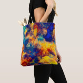 Kleurenblad Blauw rood Geel Blauwgroen Multi-Color Tote Bag (Dichtbij)