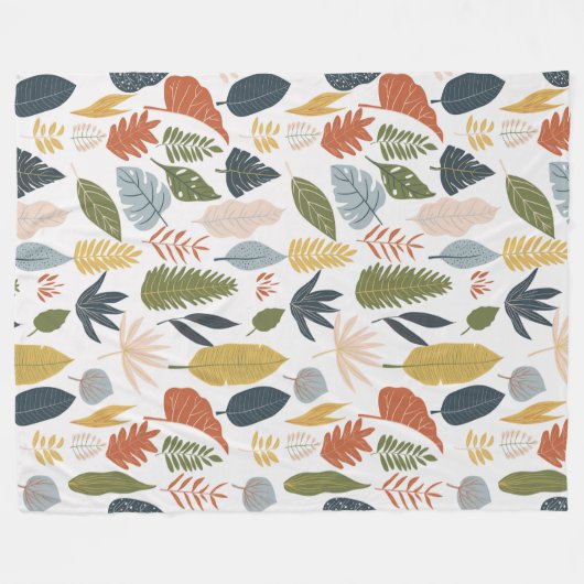 Kleurenblad Kleurrijk oranje blauw, witte drift Fleece Deken (Voorkant (Horizontaal))