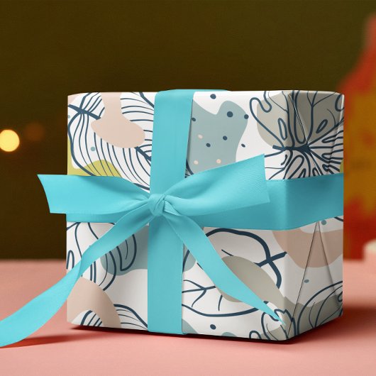 Kleurenbladeren en patroon van organische vormen cadeaupapier