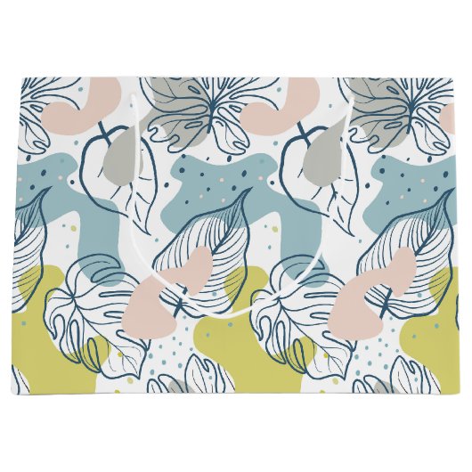 Kleurenbladeren en patroon van organische vormen groot cadeauzakje (Voorkant)