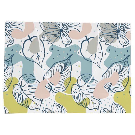 Kleurenbladeren en patroon van organische vormen groot cadeauzakje (Achterkant)