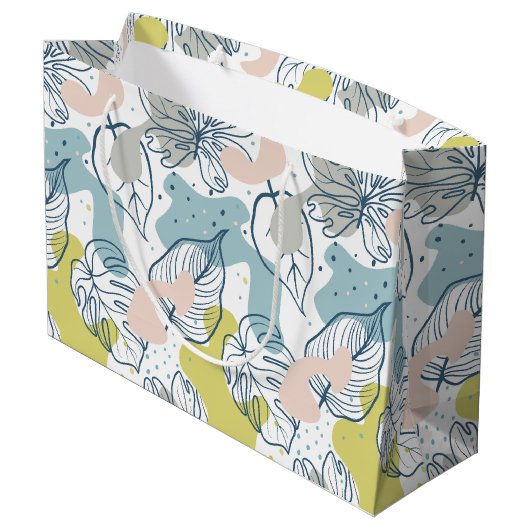 Kleurenbladeren en patroon van organische vormen groot cadeauzakje (Achterkant Gekanteld)