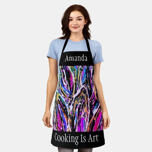 Kleurenbladeren Olie en acrylische Abstracte kunst Schort (Gedragen)