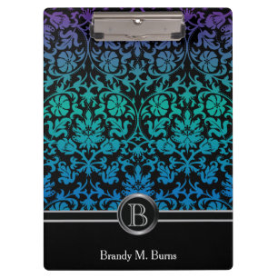 Kleurenblauw, groen en Paarse Floral Damask Klembord