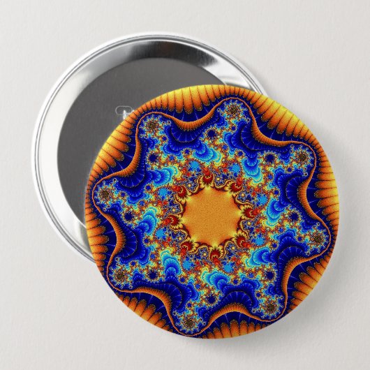 Kleurenblauw, Oranje en geel Ronde Button 4,0 Cm (Voorkant /achterkant)