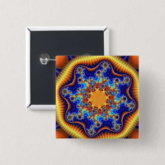 Kleurenblauw, Oranje en geel Vierkante Button 5,1 Cm (Voorkant /achterkant)