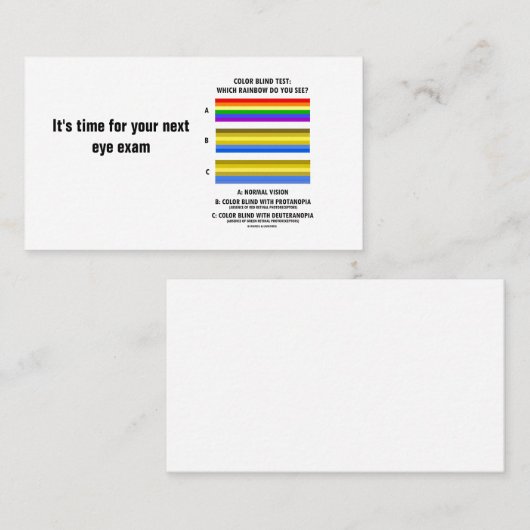 Kleurenbleektest: Welke regenboog zie je? Visie Afsprakenkaartje (Voorkant / Achterkant)