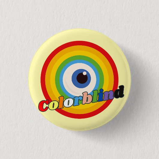 Kleurenblind - Regenboogoogbol Ronde Button 3,2 Cm (Voorkant)
