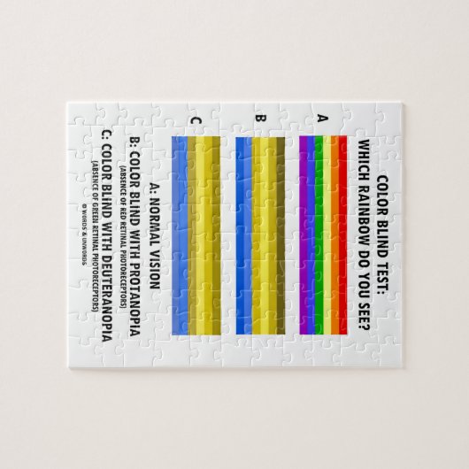 Kleurenblinde test welke regenboog ziet u? legpuzzel (Horizontaal)