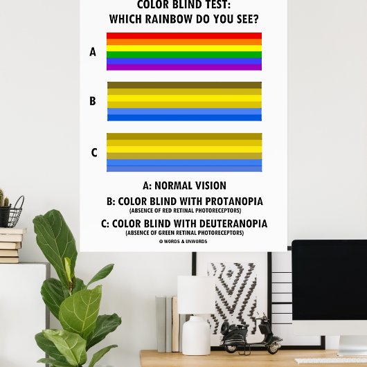 Kleurenblinde test welke regenboog ziet u? poster (Thuiskantoor)