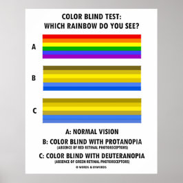 Kleurenblinde test welke regenboog ziet u? poster