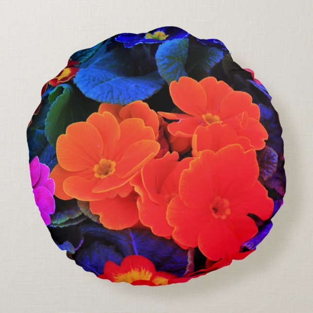 Kleurenbloem Afdrukronde Pillow Rond Kussen (Achterkant)