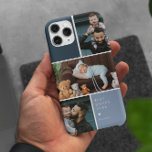 Kleurenblok 3 Fotocollage | Beste papa ooit iPhone 15 Pro Max Hoesje<br><div class="desc">De gestroomlijnde telefoonhoes met fotocollage bevat drie van uw favoriete foto's in een gerasterde indeling met contrasterende blauwe vierkanten. Personaliseer met uw aangepaste bericht in witte letters. Geef de ultieme kous stuffer met een nieuwe foto telefoonhoes. Dit zijn geschenken die perfect zijn voor elke vader. Een geschenk dat hij een...</div>