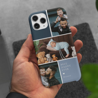 Kleurenblok 3 Fotocollage | Beste papa ooit iPhone 15 Pro Max Hoesje