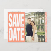 Kleurenblok - Aangepaste datum opslaan - Koraal Aankondigingskaart (Voorkant / Achterkant)