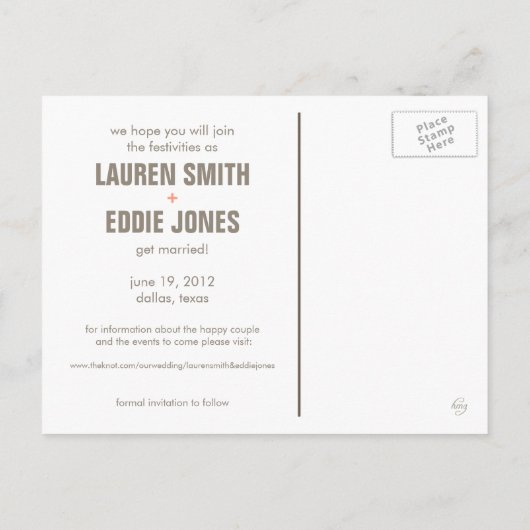 Kleurenblok - Aangepaste datum opslaan - Koraal Aankondigingskaart (Achterkant)