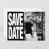 Kleurenblok - Aangepaste datum opslaan - Zwart & W Aankondigingskaart (Voorkant / Achterkant)
