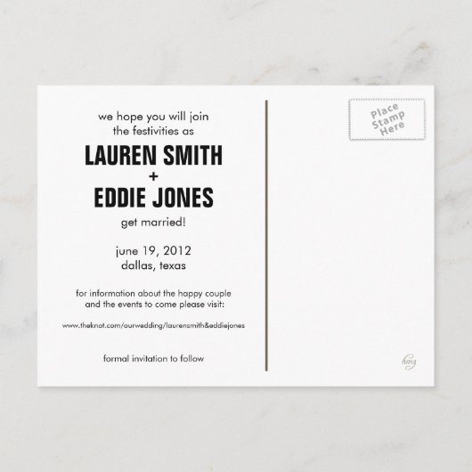 Kleurenblok - Aangepaste datum opslaan - Zwart & W Aankondigingskaart (Achterkant)