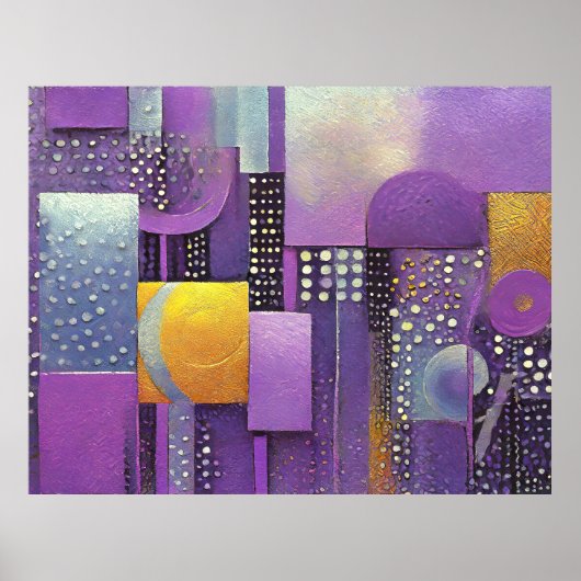 Kleurenblok Abstract Violet en Gouden ID1043 Poster (Voorkant)