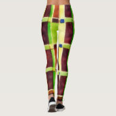 Kleurenblok Abstracte Art Groen Bruin Leggings (Achterkant)