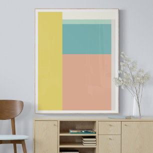 Kleurenblok Art in Retro Beach Pastel-kleuren Poster