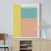 Kleurenblok Art in Retro Beach Pastel-kleuren Poster
