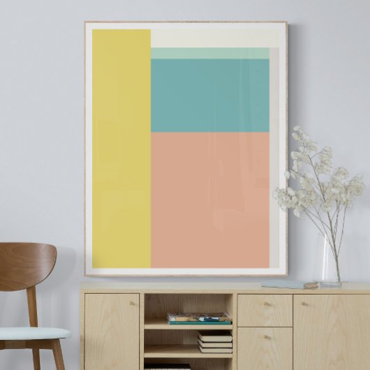 Kleurenblok Art in Retro Beach Pastel-kleuren Poster