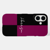 Kleurenblok Bourgogne Zwart Minimale aangepaste na Case-Mate iPhone Case (Achterkant (horizontaal))