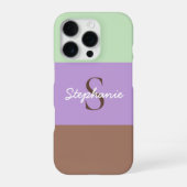 Kleurenblok Chic Taupe Lila Groen Monogrammed iPhone Hoesje (Achterkant)