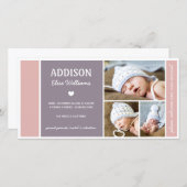 KLEURENBLOK | GEBOORTEAANKONDIGING BABY MEISJE AANKONDIGING (Voorkant / Achterkant)