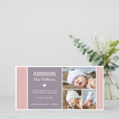 KLEURENBLOK | GEBOORTEAANKONDIGING BABY MEISJE AANKONDIGING (Staand voorkant)