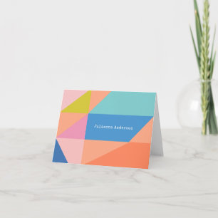 Kleurenblok Geometrisch Modern Gepersonaliseerd Ge Notitiekaartje