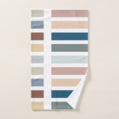 Kleurenblok Gestreepte Aardse Spa gepersonaliseerd Bad Handdoek (Handdoek)