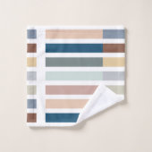 Kleurenblok Gestreepte Aardse Spa gepersonaliseerd Bad Handdoek (Wasdoekje)