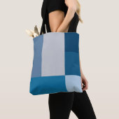 Kleurenblok grijze en blauwe kleuren afdrukken tote bag (Dichtbij)