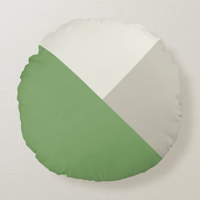 Kleurenblok Groen Beige Rond Kussen (Voorkant)