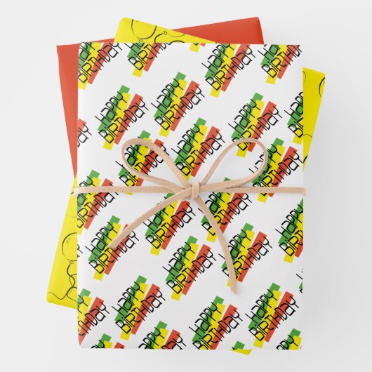 Kleurenblok Happy Birthday Occasion Inpakpapier Vel (In situ)