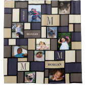 Kleurenblok Kustkalm 10 Fotografisch monogram Douchegordijn (Voorkant)