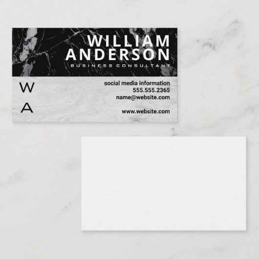 kleurenblok | Marmer | houtnerf Visitekaartje (Voorkant / Achterkant)