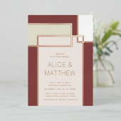 kleurenblok midden eeuw moderne bruiloft folie uitnodiging (Staand Voorkant)