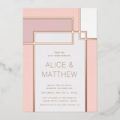 Kleurenblok midden eeuw moderne bruiloft folie uitnodiging (Voorkant)