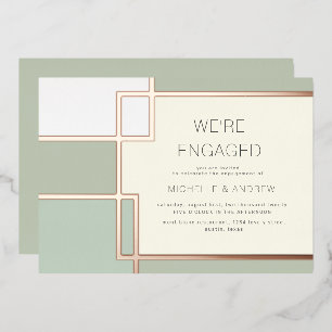 Kleurenblok Midden-eeuws modern Verloving Folie Uitnodiging