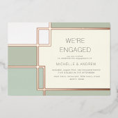 Kleurenblok Midden-eeuws modern Verloving Folie Uitnodiging (Voorkant)