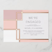 Kleurenblok Midden-eeuws modern Verloving Folie Uitnodiging (Voorkant)