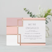 Kleurenblok Midden-eeuws modern Verloving Folie Uitnodiging (Staand Voorkant)